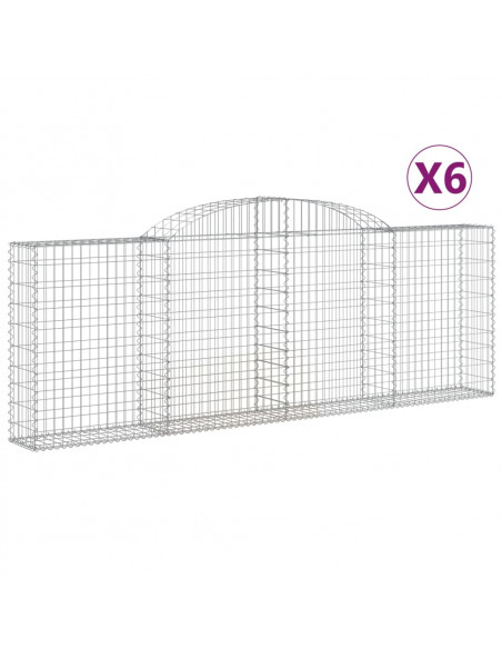 Cesti Gabbioni ad Arco 6 pz 300x30x100/120 cm Ferro Zincato