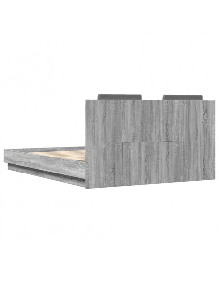 Giroletto con Testiera e LED Grigio Sonoma 150x200 cm