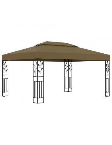 Gazebo con Tetto Doppio 3x4 m Grigio Talpa 180 g/m²