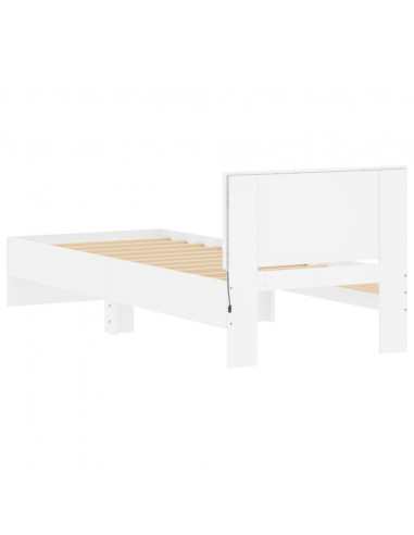 Giroletto con Testiera e LED Bianco 90x190 cm