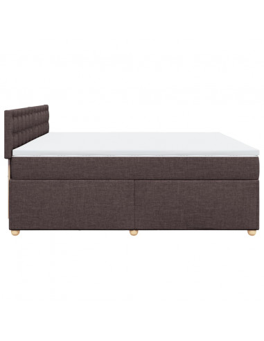 Giroletto a Molle con Materasso Marrone Scuro 200x200cm Tessuto