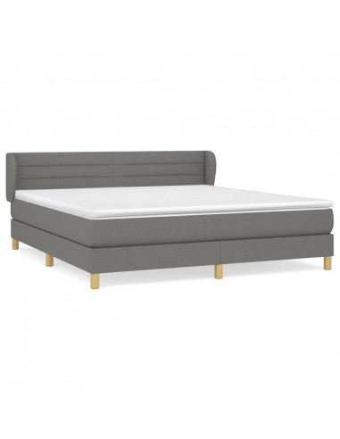 Giroletto a Molle con Materasso Grigio Scuro 160x200 cm Tessuto