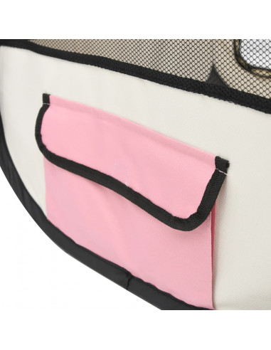 Box per Cani Pieghevole con Borsa Trasporto Rosa 90x90x58 cm