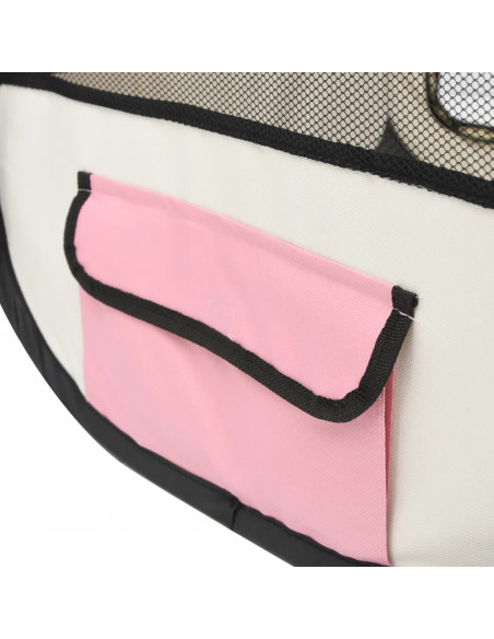 Box per Cani Pieghevole con Borsa Trasporto Rosa 90x90x58 cm