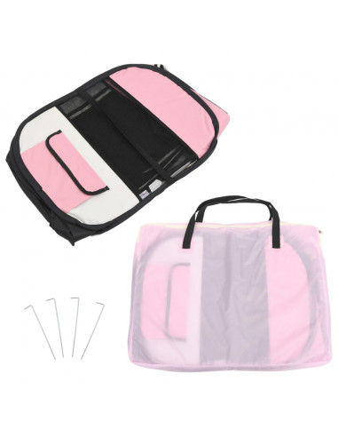 Box per Cani Pieghevole con Borsa Trasporto Rosa 110x110x58 cm