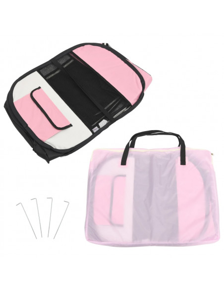 Box per Cani Pieghevole con Borsa Trasporto Rosa 145x145x61 cm