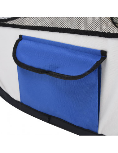 Box per Cani Pieghevole con Borsa Trasporto Blu 125x125x61 cm