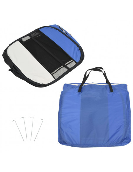 Box per Cani Pieghevole con Borsa Trasporto Blu 145x145x61 cm