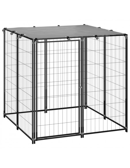 Gabbia per Cani Nera 110x110x110 cm in Acciaio