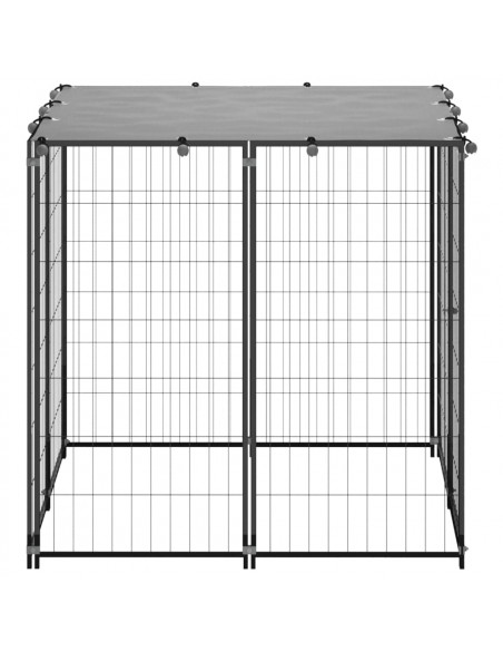 Gabbia per Cani Nera 110x110x110 cm in Acciaio