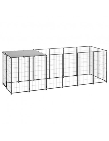 Gabbia per Cani Nera 330x110x110 cm in Acciaio