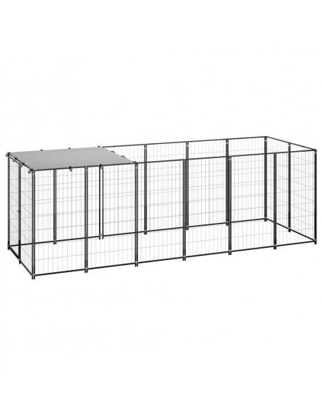 Gabbia per Cani Nera 330x110x110 cm in Acciaio