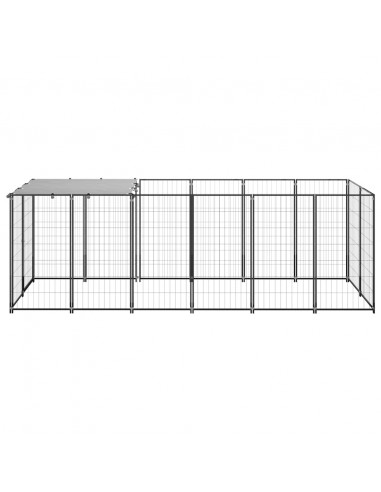 Gabbia per Cani Nera 330x110x110 cm in Acciaio