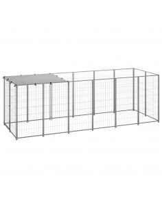 Gabbia per Cani Argento 330x110x110 cm in Acciaio 2