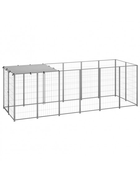 Gabbia per Cani Argento 330x110x110 cm in Acciaio