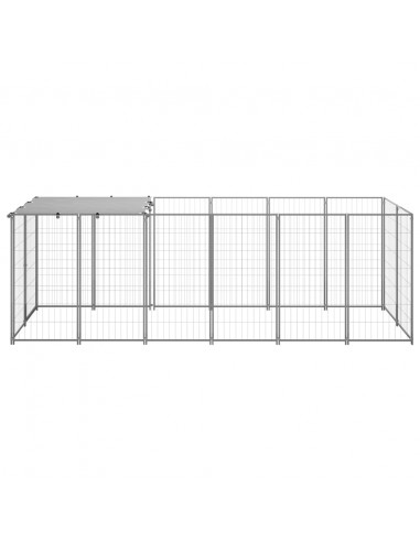 Gabbia per Cani Argento 330x110x110 cm in Acciaio