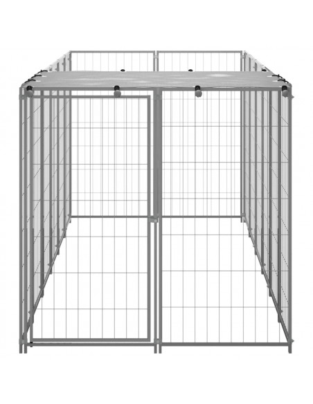 Gabbia per Cani Argento 330x110x110 cm in Acciaio