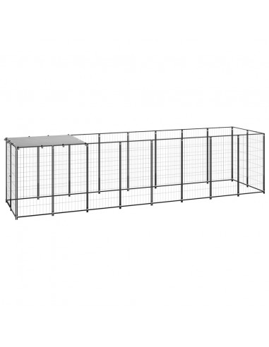 Gabbia per Cani Nera 4,84 m² in Acciaio