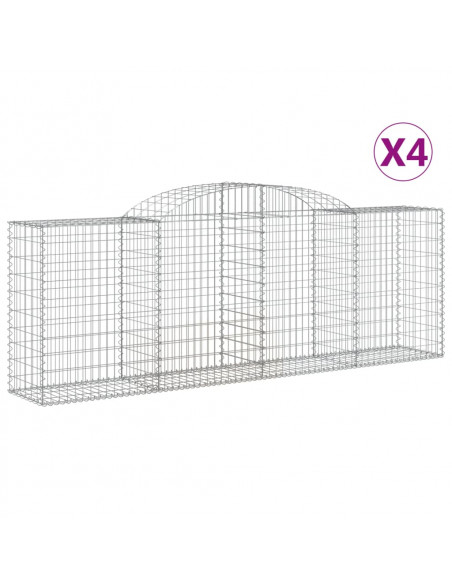 Cesti Gabbioni ad Arco 4 pz 300x50x100/120 cm Ferro Zincato