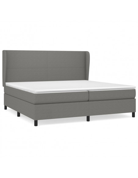 Giroletto a Molle con Materasso Grigio Scuro 200x200 cm Tessuto
