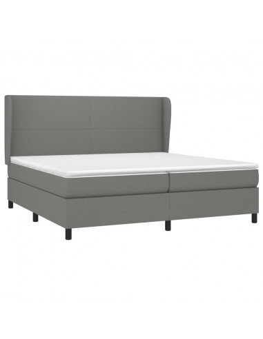 Giroletto a Molle con Materasso Grigio Scuro 200x200 cm Tessuto