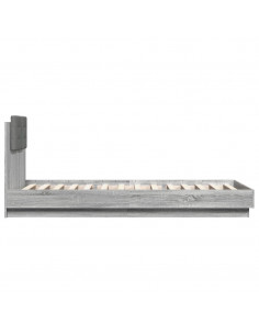 Giroletto con Testiera e LED Grigio Sonoma 90x200 cm 2