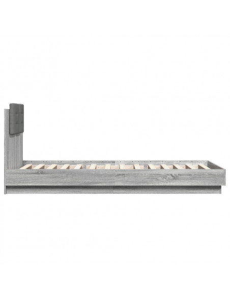Giroletto con Testiera e LED Grigio Sonoma 90x200 cm