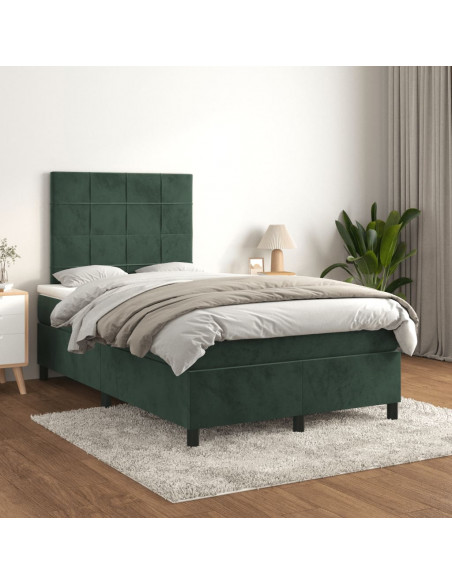 Giroletto a Molle con Materasso Verde Scuro 120x190 cm Velluto