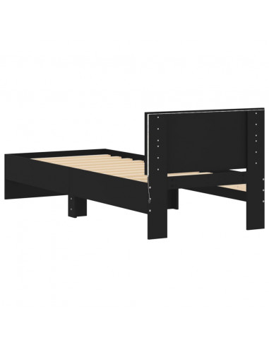 Giroletto con Testiera e LED Nero 75x190 cm