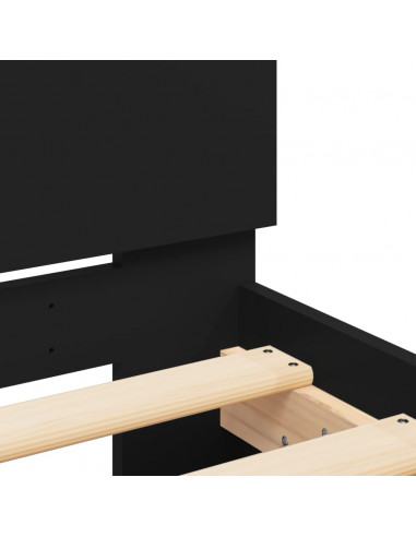 Giroletto con Testiera e LED Nero 75x190 cm