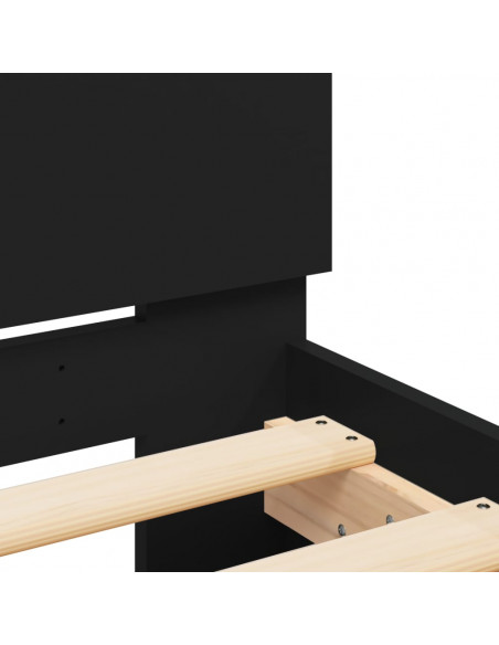 Giroletto con Testiera e LED Nero 75x190 cm