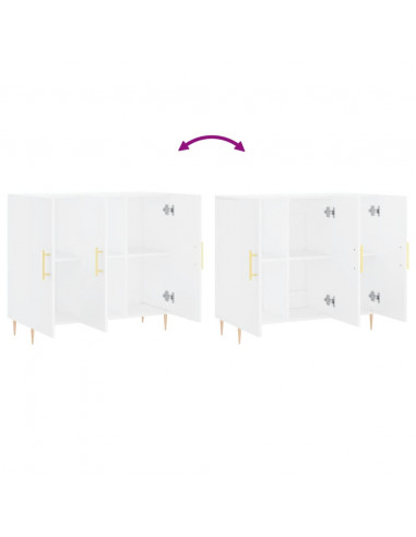 Credenza Bianca 90x34x80 cm in Legno Multistrato