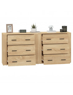 Credenze 2 pz Rovere Sonoma in Legno Multistrato