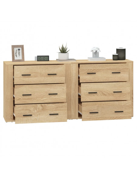 Credenze 2 pz Rovere Sonoma in Legno Multistrato