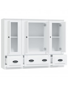 Credenze 3 pz Bianche in Legno Multistrato