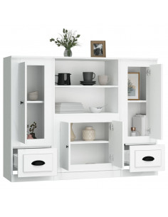 Credenze 3 pz Bianche in Legno Multistrato