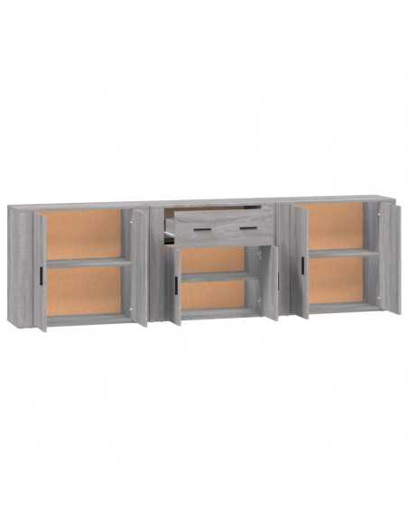 Credenze 3 pz Grigio Sonoma in Legno Multistrato