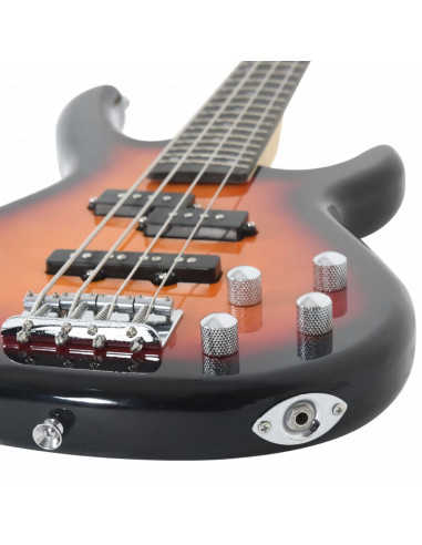 Basso Elettrico Principianti con Custodia Marrone Nero 4/4 46"