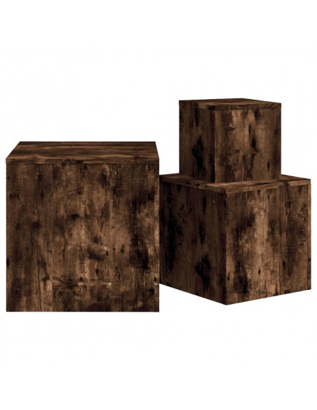 Credenze 3 pz Rovere Fumo in Legno Multistrato