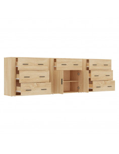 Credenze 3 pz Rovere Sonoma in Legno Multistrato