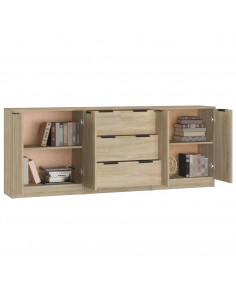 Credenze 3 pz Rovere Sonoma in Legno Multistrato