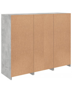 Credenze con Luci LED 3 pz Grigio Cemento in Legno Multistrato