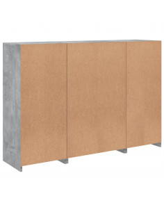 Credenze con Luci LED 3 pz Grigio Cemento in Legno Multistrato