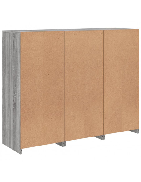 Credenze con Luci LED 3 pz Grigio Sonoma in Legno Multistrato
