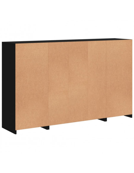 Credenze con Luci LED 3 pz Nere in Legno Multistrato