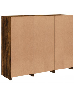 Credenze con Luci LED 3 pz Rovere Fumo in Legno Multistrato