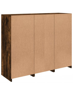 Credenze con Luci LED 3 pz Rovere Fumo in Legno Multistrato