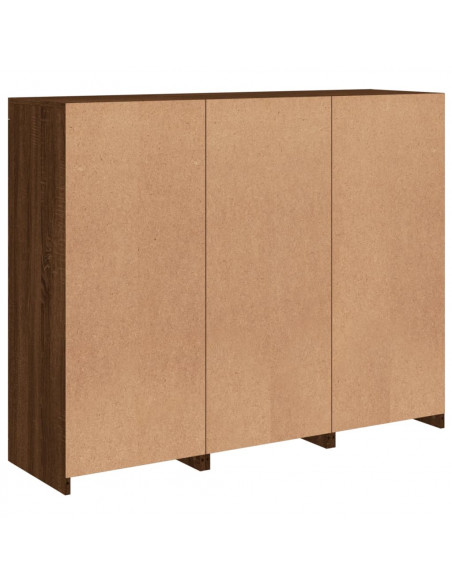 Credenze con Luci LED 3 pz Rovere Marrone in Legno Multistrato