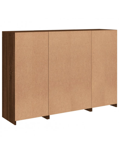 Credenze con Luci LED 3 pz Rovere Marrone in Legno Multistrato