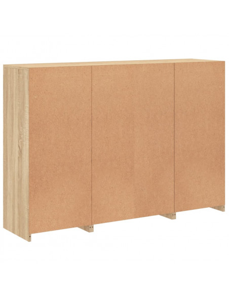 Credenze con Luci LED 3 pz Rovere Sonoma in Legno Multistrato